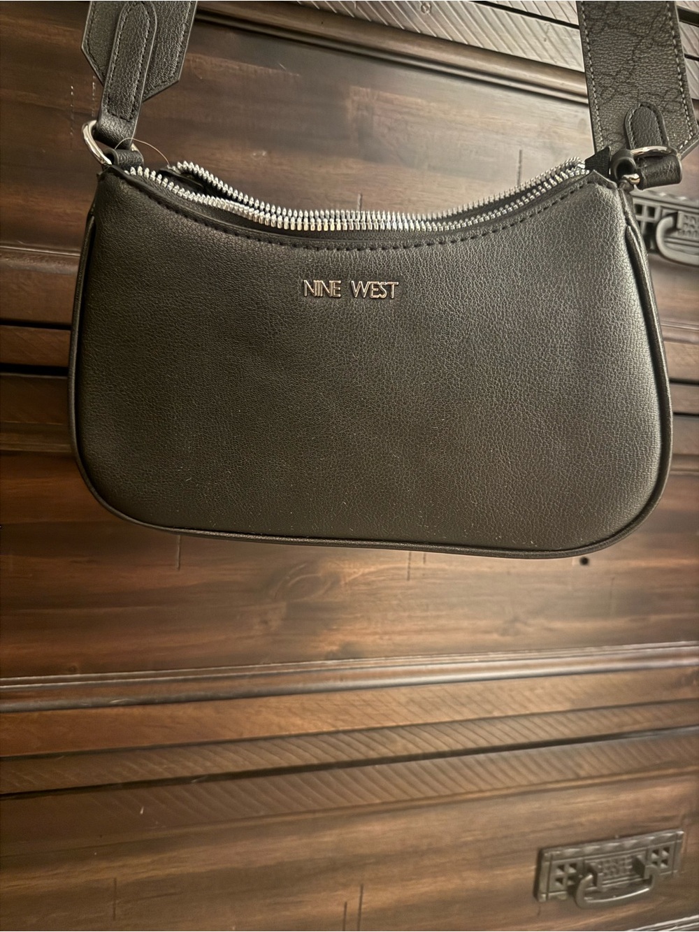 Nine West Black Pebbled Leather Crossbody Bag
